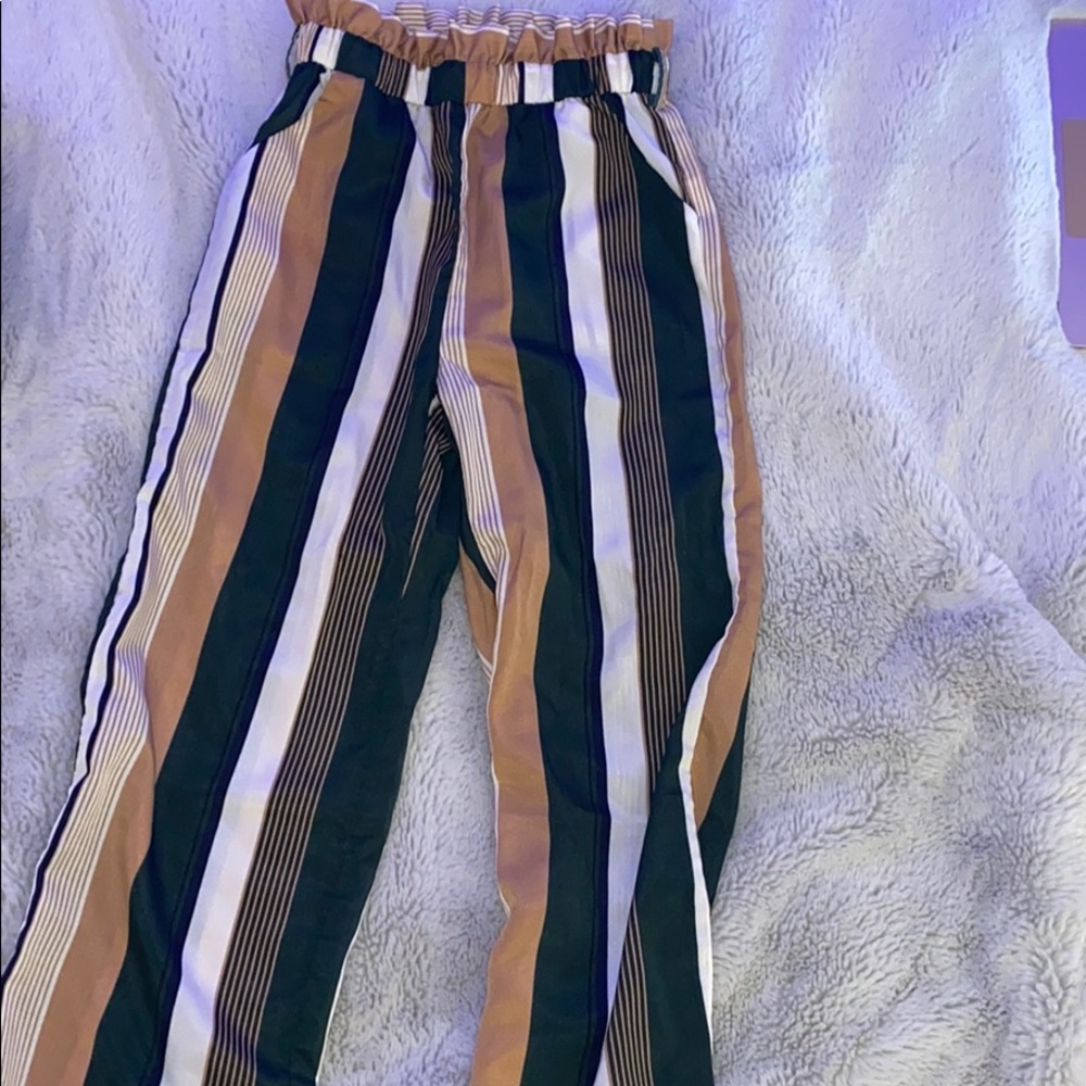 Shein striped paper bag pants.